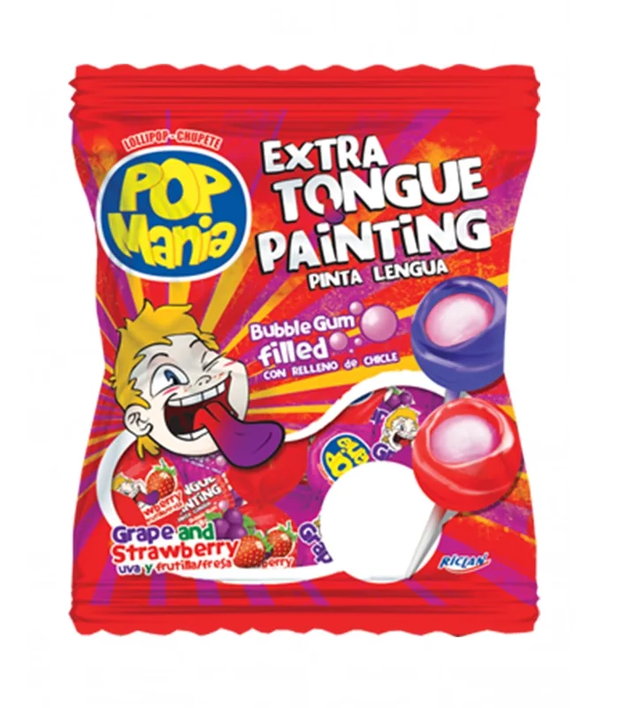 Foto de Chupa Chupa Pop Mania Pinta Lengua 17 g Riclan (Bolsas x 50 Unidades) (Caja de 14 bolsas)