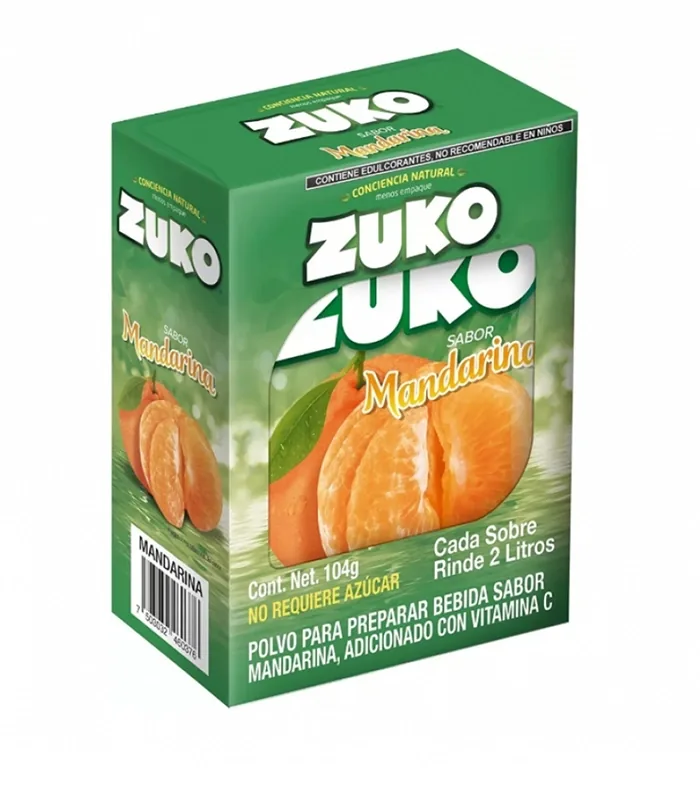Foto de Refresco en polvo 2L de Mandarina 13 g ZUKO (Cajita de 8 unidades) (Caja de 96 unidades)