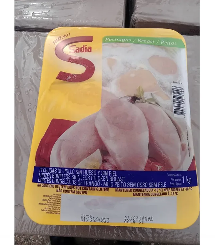 Foto de Pechuga de Pollo S/Hueso S/Piel Congelada en Bandejas de 1 Kg Sadia (Caja de 12 Kg)